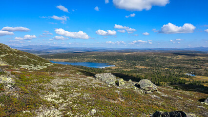 Hiking a mountain with strangely shaped rocks, Rundemellin, Norway