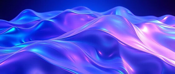 Obraz premium Holographic Wave Odyssey - Futuristic Abstract Background