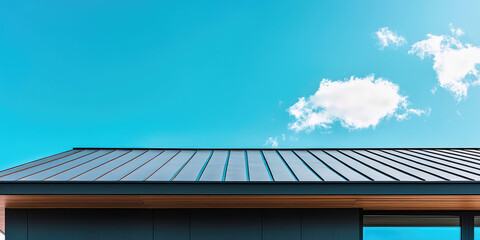 Modern sustainable roof of a new residential private house against a sky background