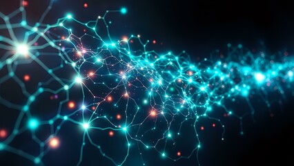 Obraz premium Cybernetic Aurora Neural Network Art, Blue-Green-Red Bioluminescence