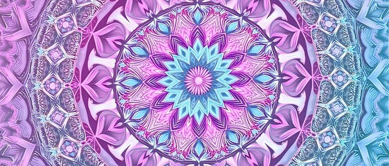 Vibrant Geometric Mandala Wallpaper - Calming Futuristic Design