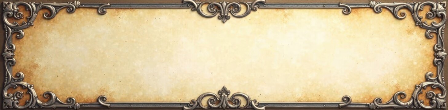 Classic elegant scroll paper with intricate silver frame , silver, elegant