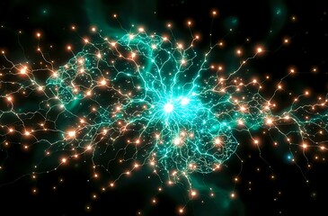 Fototapeta premium Captivating Neural Network Glow Art Nouveau Cybernetic Abstraction