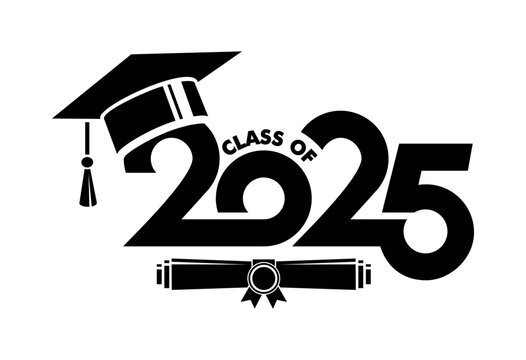 Lettering Class of 2025 for greeting, invitation card. Text for graduation design, congratulation event, T-shirt, party, high school or college graduate. Vector on transparent background