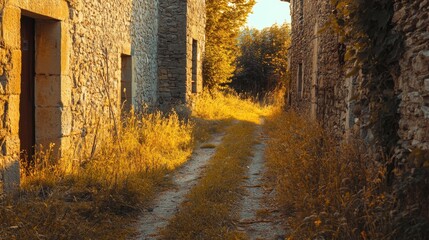 Warm Light in a Rural Setting at Sunset