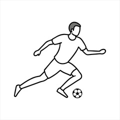black vector of soccer player silhouette in dynamic movement, minimalist logo style