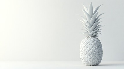 Single white pineapple on white background.