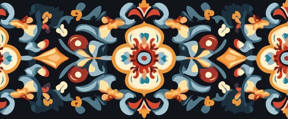 Fototapeta premium Ornate floral damask pattern border.