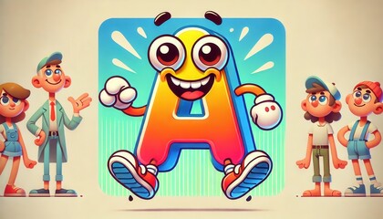 Playful cartoon letter A mascots with vibrant and cheerful designs AI generated