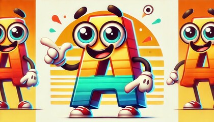 Playful cartoon letter A mascots with vibrant and cheerful designs AI generated