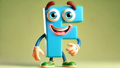 Playful cartoon letter C character running with happy smile and big eyes AI generated