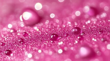 Pink Glitter Background With Water Droplets