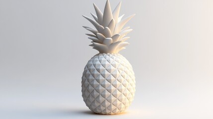 Geometric white pineapple on white background.