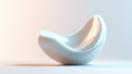 Abstract white sculpture, smooth, organic form, modern design, isolated on white background.