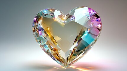 Fototapeta premium Sparkling iridescent heart-shaped gemstone with facets.