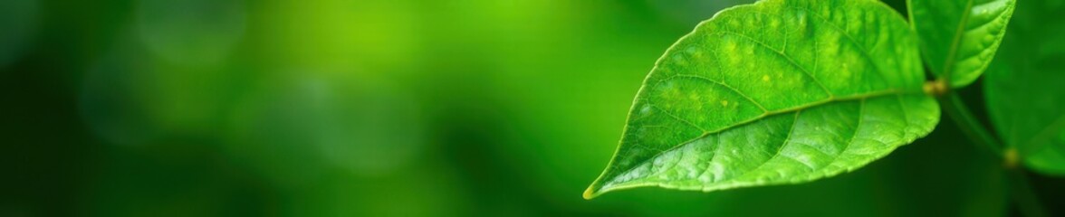 Obraz premium Single vibrant green lemon leaf, crisp detail , natural, leaves