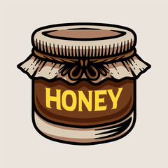 jar glass of honey presents isolated colored drawing line art style sketch classic vintage design illustration