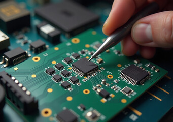 microcircuit fixed skilled craftsman workshop setting precision