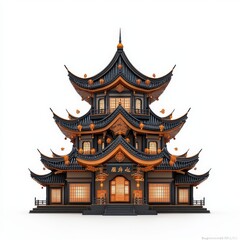 Obraz premium A beautifully crafted traditional pagoda with intricate designs and vibrant colors, showcasing classic architectural elegance.
