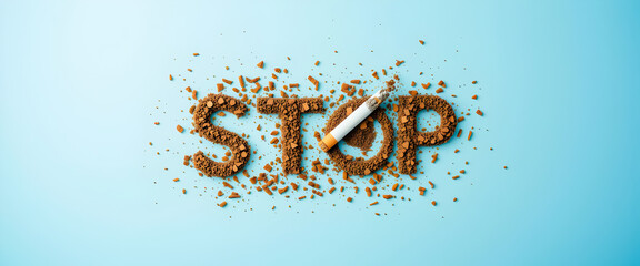 Quit Smoking: Stop Word Formed from Crumbled Tobacco