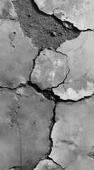 Obraz premium Distressed cracked concrete texture with organic patterns in deep gray tones