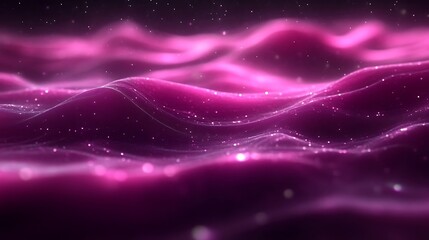 Abstract Pink Wavy Surface with Sparkling Lights