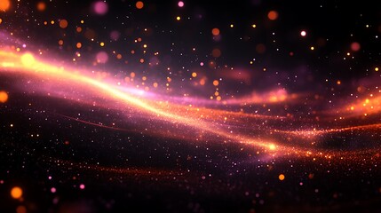 Fototapeta premium Glowing Particles Swirling In Dark Space