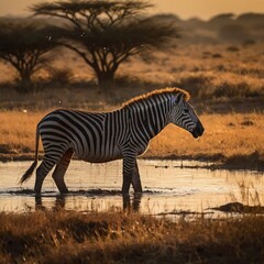 zebra at sunset