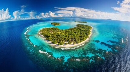Fototapeta premium Aerial view of maldives stunning turquoise lagoons, palm trees, and pristine white sand beaches