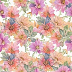 Sweet flower watercolor seamless pattern.soft pastel colors water color seamless pattern for beauty products or other.