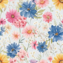 Obraz premium Sweet flower watercolor seamless pattern.soft pastel colors water color seamless pattern for beauty products or other.
