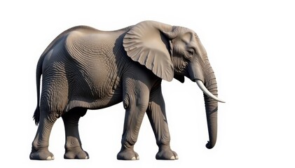 Obraz premium African elephant, profile view, white backdrop, studio, wildlife, trunk