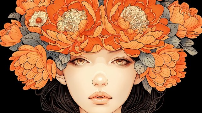 portrait of the girl with fowers