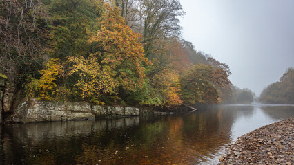 autumn on river swale in richmond, north Yorkshire