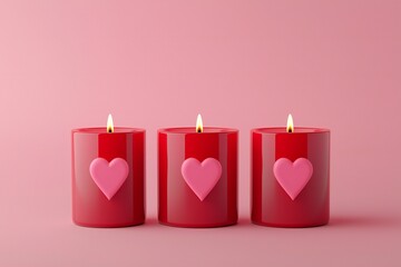 Valentine's Day Romantic Red Candles with Hearts Valentine s Day Decor