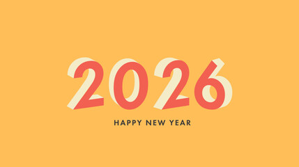 Happy New Year 2026 background with 3D numbers. Vector illustration