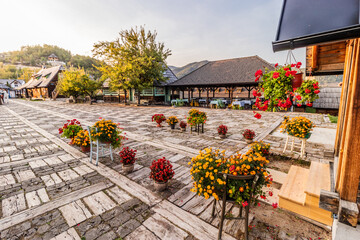 Town square in Drvengrad (Kustendorf) settlement near Mokra Gora, Serbia
