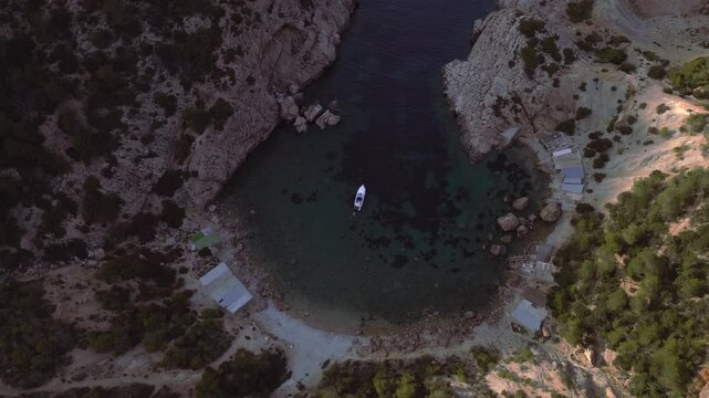 Vistas desde el aire de la playa de Es Portitxol, Ibiza