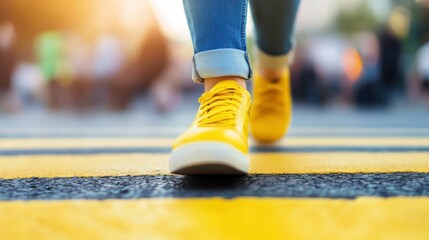 Bright Colors in a Busy Pedestrian Crossing Scene