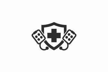 creative medical insured icon concept
