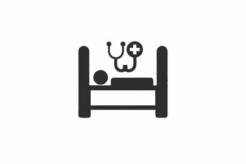 creative medical hospital bed icon concept