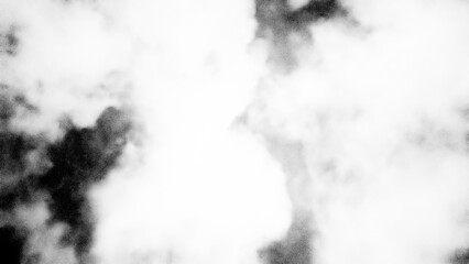 A high contrast black and white image of smoke or mist, creating an abstract and dramatic texture. a soft, cloudy appearance, suitable for use as a background or overlay in design projects