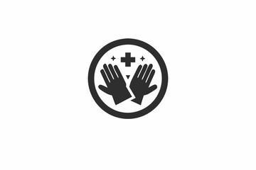 creative medical gloves icon concept 