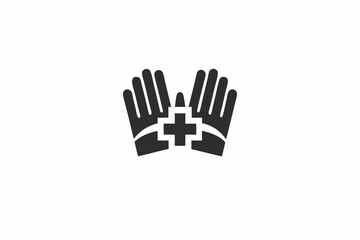 creative medical gloves icon concept 