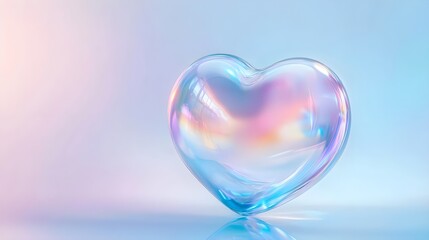 iridescent glass heart, pastel bubble - pastel colors