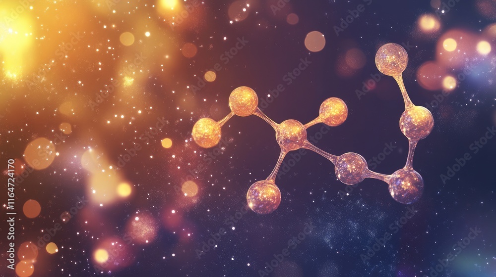 Wall mural a molecular structure set against a cosmic background with glowing particles.
