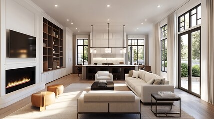 Fototapeta premium Modern Open Plan Living Room Kitchen Design