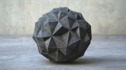 Abstract Dark Grey Geometric Polygonal Sphere