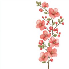 A vibrant illustration of delicate pink blossoms on a slender branch, perfect for nature-themed projects.