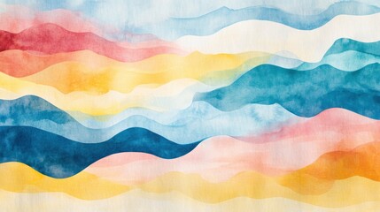 Colorful pastel drawing paper texture vector bright banner, print. Hand painted watercolor sky and clouds, abstract watercolor background.